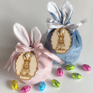 Velvet Bunny Gift Bag with Name Tag
