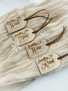 Want Need Wear Read Christmas Tags