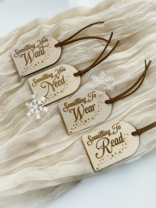 Want Need Wear Read Christmas Tags