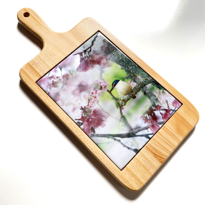 Serving Board with Ceramic Art Tile - Cherry Blossom King