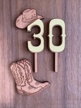 Load image into Gallery viewer, Cowboy Rodeo Theme 30th Cake Topper