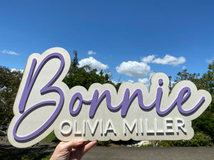 Double Name Plaque - Acrylic and Wood
