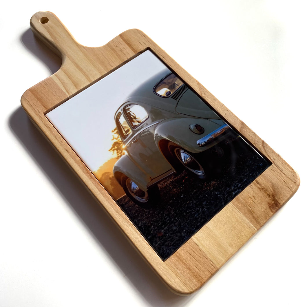 Serving Board with Ceramic Art Tile - VW Beetle