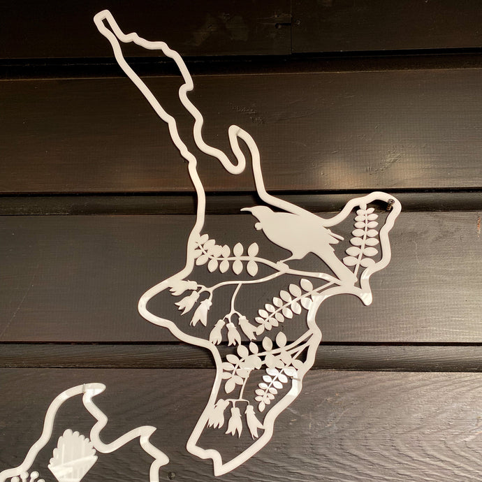 Native Birds - New Zealand Map Art