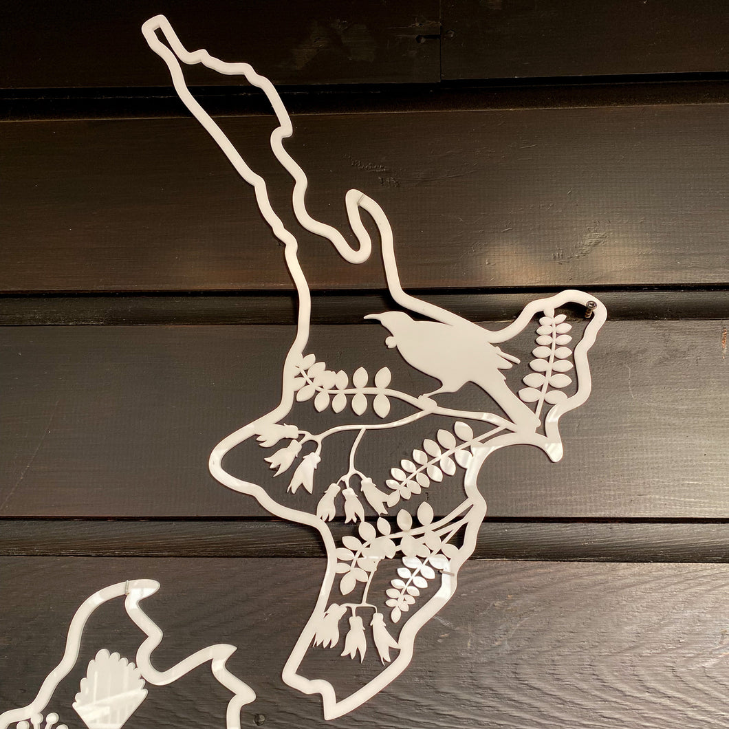 Native Birds - New Zealand Map Art