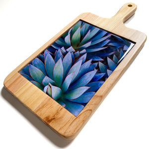 Serving Board with Ceramic Art Tile - Botanical
