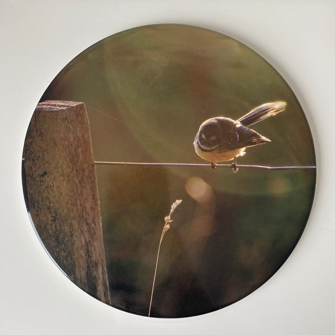 Ceramic Wall Art Tile 20cm - Bird On A Wire (Circular)