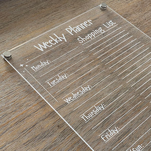 A4 Acrylic Weekly Planner With Shopping List