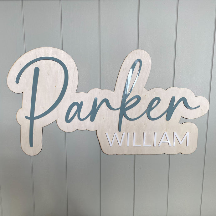 Double Name Plaque - Acrylic and Wood