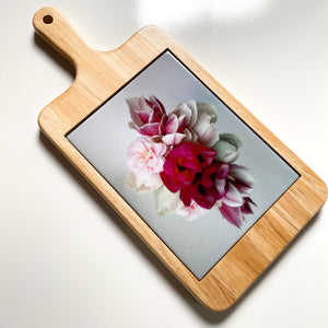 Serving Board with Ceramic Art Tile - Magnolia Blooms