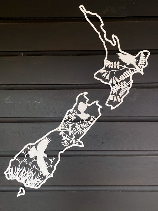 Native Birds - New Zealand Map Art