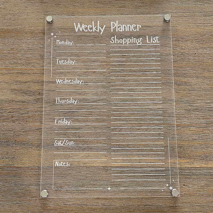 A4 Acrylic Weekly Planner With Shopping List