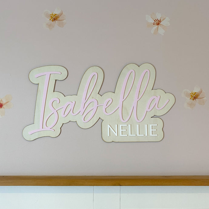 Double Name Plaque - Acrylic and Wood