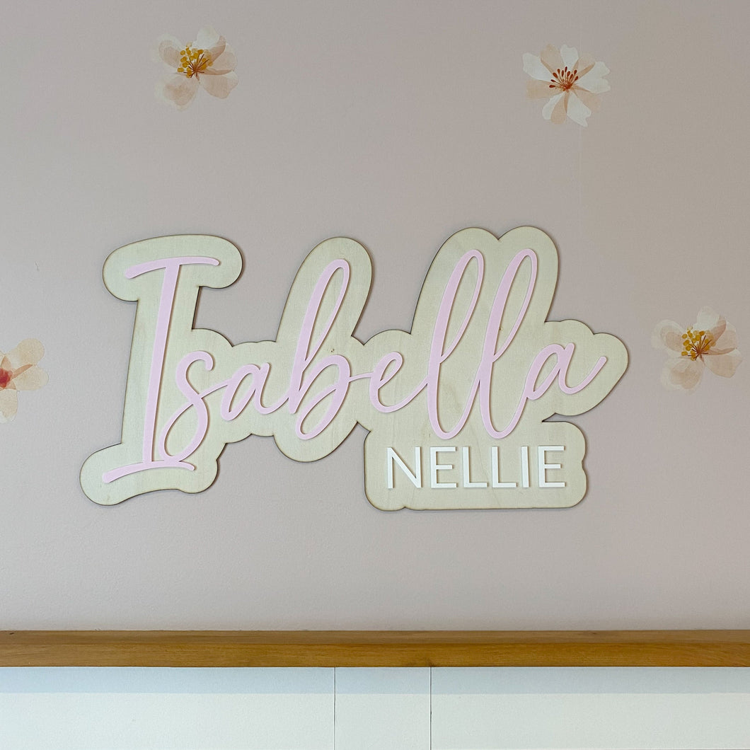 Double Name Plaque - Acrylic and Wood