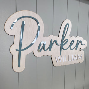 Double Name Plaque - Acrylic and Wood