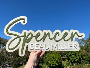 Double Name Plaque - Acrylic and Wood