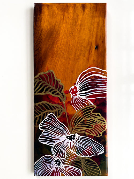 Flower Resin Art on Wooden Panel