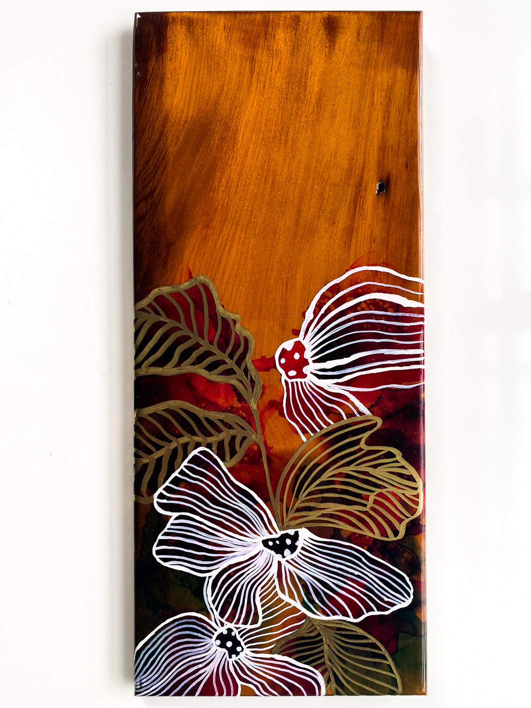 Flower Resin Art on Wooden Panel